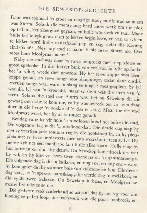 DIE GEKROONDE SLANG EN ANDER AFRIKAANSE SPROKIES - PIETER W GROBBELAAR (1 STE UITG 1970)