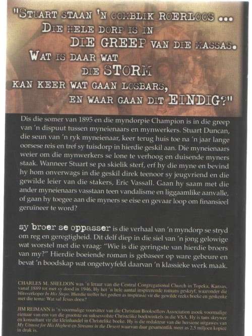 SY BROER SE OPPASSER - CHARLES M SHELDON (1 STE UITGAWE2002)