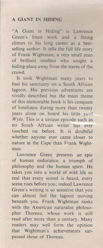 A GIANT IN HIDING - LAWRENCE G GREEN (1 ST EDITION 1970)