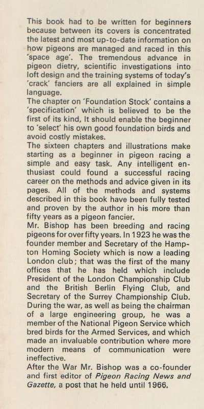 BEGINNER`S GUIDE TO PIGEON RACING - S W E BISHOP (1 ST PUBLISHED 1971)
