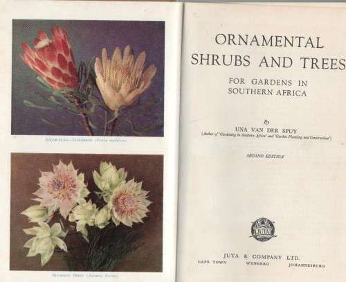 ORNAMENTAL SHRUBS & TREES FOR GARDENS IN SOUTHERN AFRICA - UNA VAN DER SPUY (2 ND EDITION 1965)
