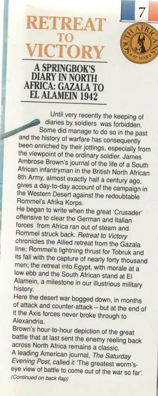 RETREAT TO VICTORY - JAMES AMBROSE BROWN (1 ST PUBLISHED 1992)