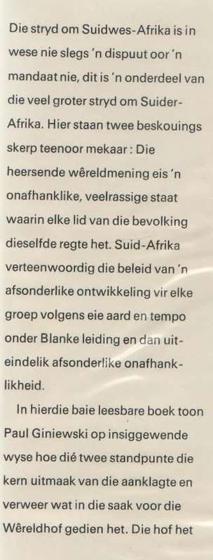 DIE STRYD OM SUIDWES-AFRIKA - PAUL GINIEWSKI (1 STE UITGAWE 1966)