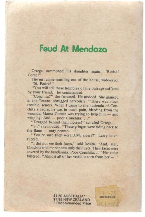 FEUD AT MENDOZA, NO. 23 - MARSHALL GROVER (CAFE BOOK) WESTERN
