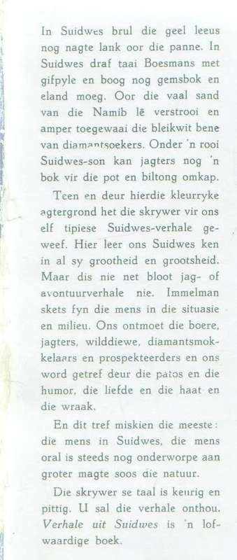 VERHALE UIT SUIDWES - DOC IMMELMAN (OUD)