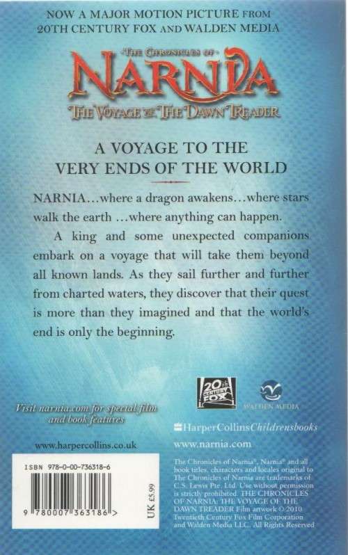 THE CHRONICALS OF NARNIA, THE VOYAGE OF THE DAWN TREADER - C S LEWIS (2010)