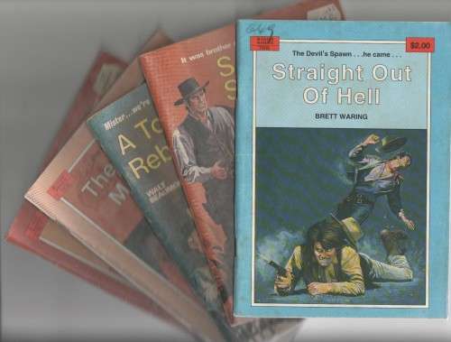 FIVE BISON WESTERN PAPERBACKS (CAFE BOOKS)