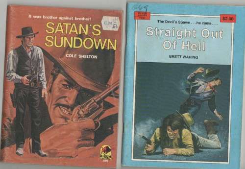 FIVE BISON WESTERN PAPERBACKS (CAFE BOOKS)