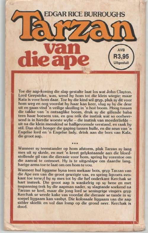 TARZAN VAN DIE APE, NO 1 - EDGAR RICE BURROUGHS (1 STE UITGAWE 1983)
