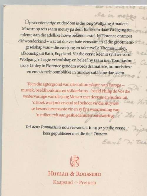 TOTSIENS TOMMASINO, `N MOZART-VERHAAL  - PHILIP DE VOS (2007)