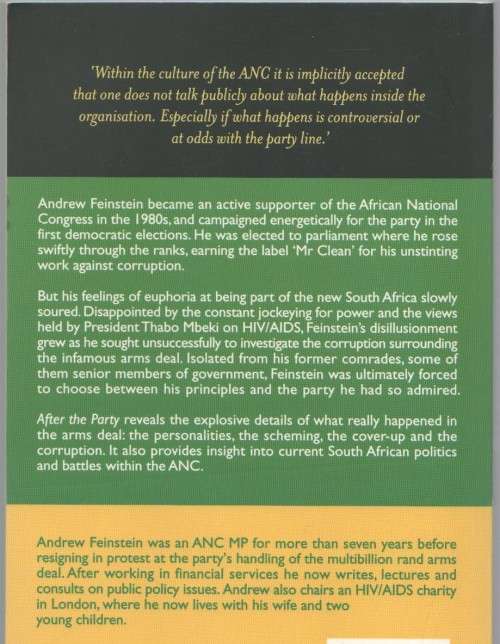AFTER THE PARTY, A PERSONAL AND POLITICAL JOURNEY INSIDE THE ANC - ANDREW FEINSTEIN (2008)