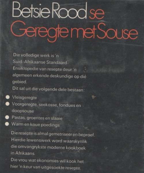 GEREGTE MET SOUSE , VLEISGEREGTE - BETSIE ROOD (1 STE DRUK 1974)