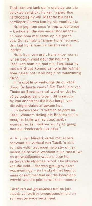 TASAL VAN DIE GRASVLAKTES - A A J VAN NIEKERK (1979)
