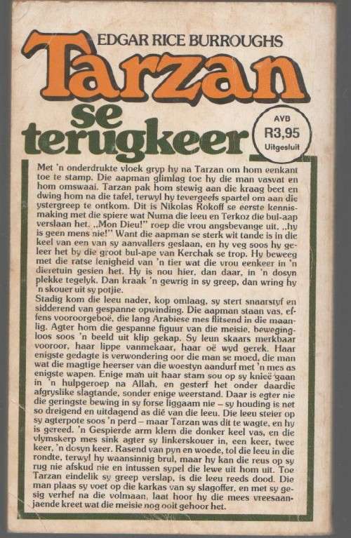 TARZAN SE TERUGKEER, NO 2 - EDGAR RICE BURROUGHS (1 STE DRUK 1983)