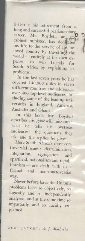 MY BELOVED COUNTRY, AS OTHERS SEE US - TOMMY BOYDELL (2ND IMPRESSION 1959)