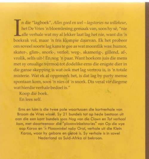 ALLES GOED EN WEL, LAGSTORIES NA WILLEKEUR - ABRAHAM H DE VRIES ( 1 STE DRUK 2007)