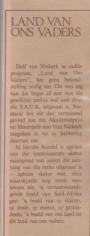 LAND VAN ONS VADERS - DOLF VAN NIEKERK (1966)