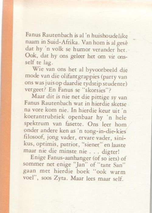 FANUS OF SO IETS -  FANUS RAUTENBACH (1 STE UITGAWE 1982)