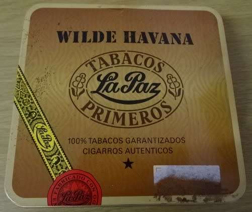 VINTAGE WILDE HAVANA TABACOS LA PAZ PRIMEROS TIN (12 CM X 13 CM X 2 CM)