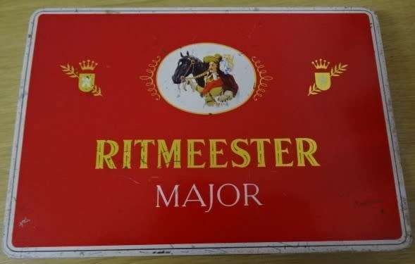 VINTAGE RITMEESTER MAJOR 10 SIGAREN TIN BOX (17,5 CM X 12 CM X 1,5 CM)