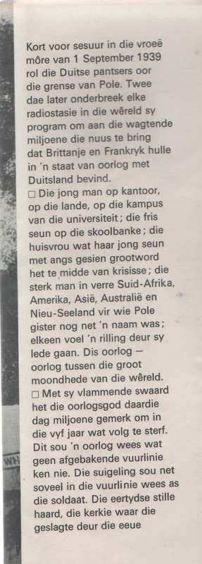 WIEKE VAN VUUR -DR C J SCHEEPERS STRYDOM (1 STE DRUK 1969) WWII