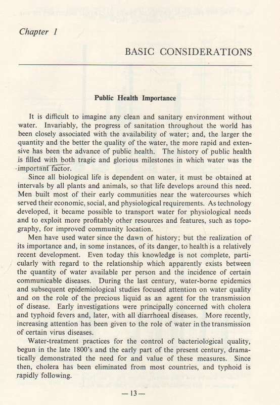 WATER SUPPLY FOR RURAL AREAS AND SMALL COMMUNITIES - E G WAGNER & J N LANOIX (1959)