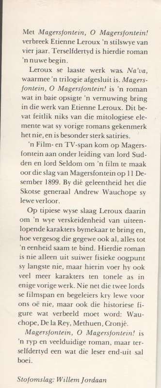 MAGERSFONTEIN, MAGERSFONTEIN! - ETIENNE LEROUX (7 DE DRUK 1984)
