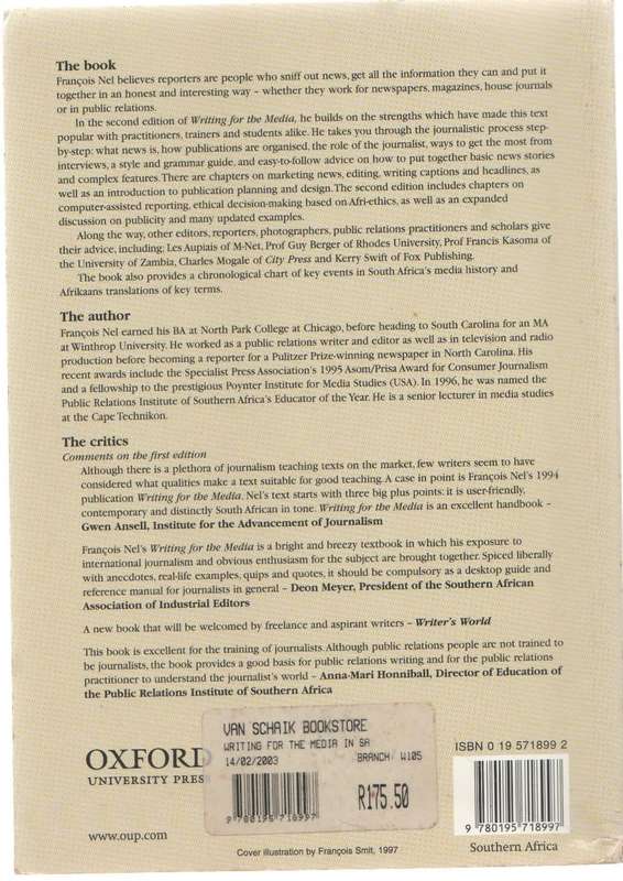 WRITING FOR THE MEDIA IN SOUTH AFRICA - FRANCOIS NEL (2 ND EDITION 1999)
