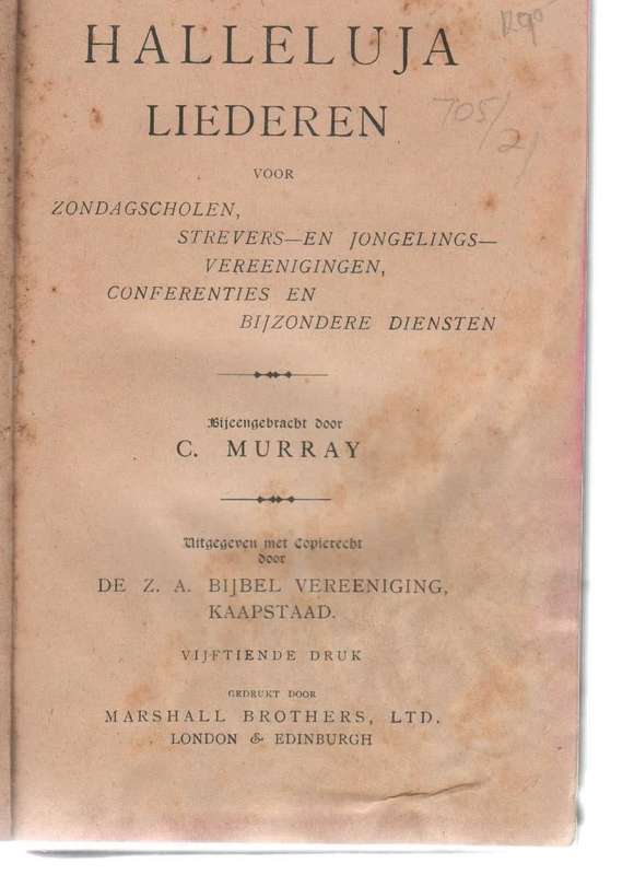 HALLELUJA  - VOORWOORD 1903 GEDATEER