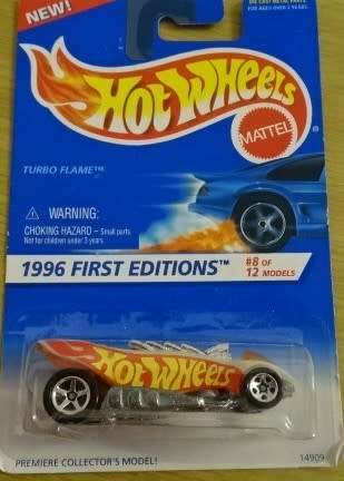 HOTWHEELS 1996 FIRST EDITIONS #8 0F 12 MODELS, TURBO FLAME (MADE IN MALAYSIA)