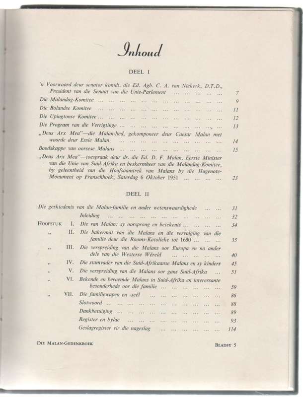 DIE MALAN-GEDENKBOEK - 6 OKTOBER 1951 -(UITGEGEE DEUR DIE MALANDAG-KOMITEE) GETEKEN