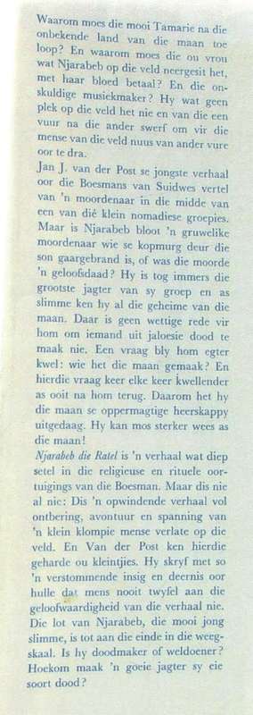 NJARABEB DIE RATEL - JAN J VAN DER POST (1 STE DRUK 1970)