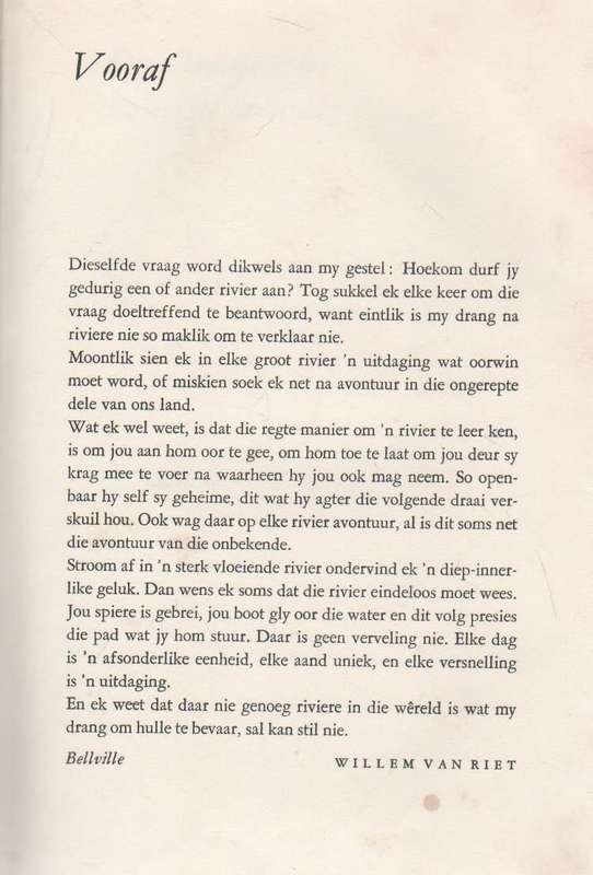 STROOM AF IN MY KANO, AVONTURE OP VYF GROOT RIVIERE IN SUIDER-AFRIKA - WILLEM VAN RIET (1966)