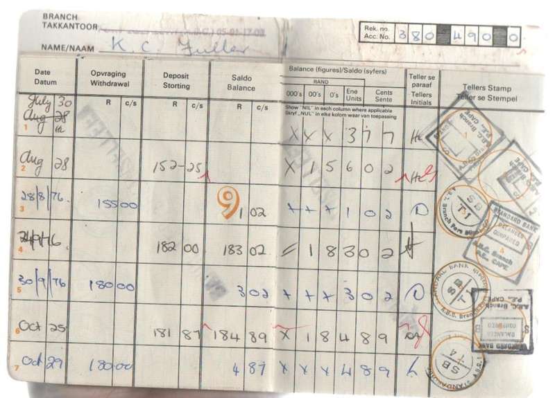 TWO BANKING SAVINGS ACCOUNT BOOKS, NBS AND STANDARD BANK (1974 - 1976)