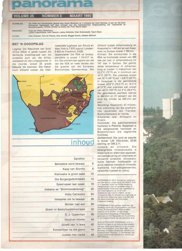 SUID-AFRIKAANSE PANORAMA, MAART 1980