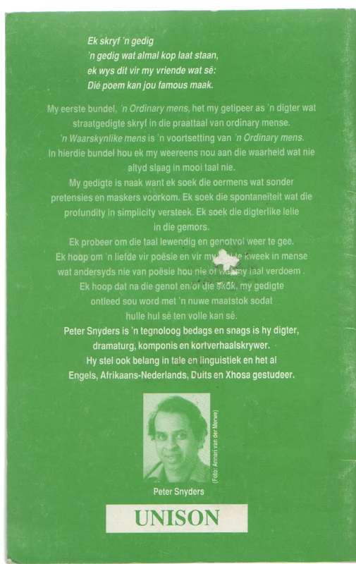`N WAARSKYNLIKE MENS - PETER SNYDERS (1992)