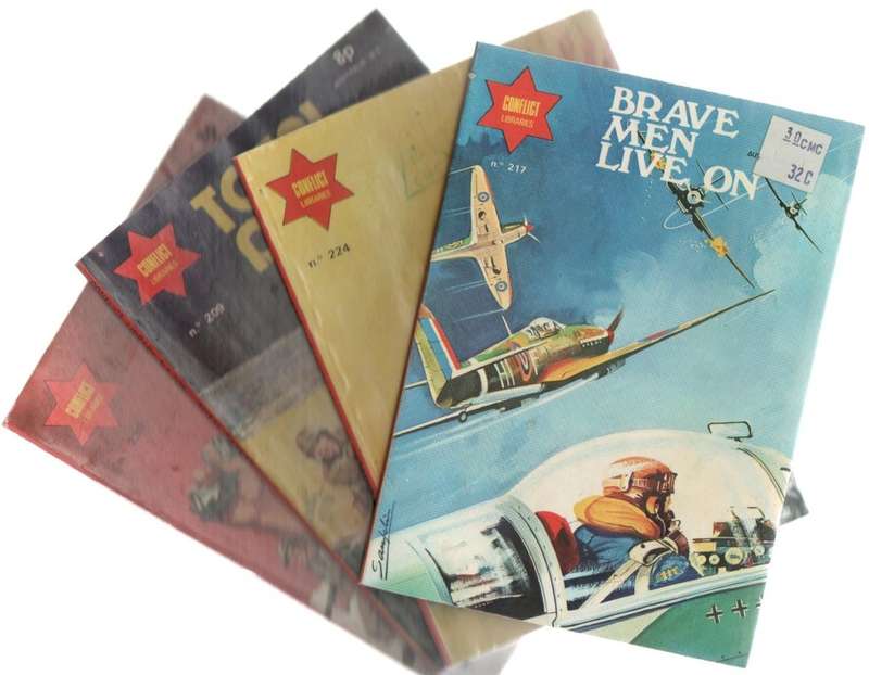 FOUR CONFLICT LIBRARIES CAFE BOOKS , WAR STORIES IN PICTURES