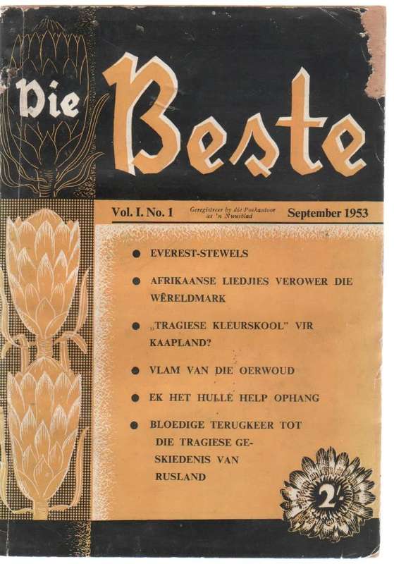 DIE BESTE, GEREGISTREER BY DIE POSKANTOOR AS `N NUUSBLAD - SEPTEMBER 1953