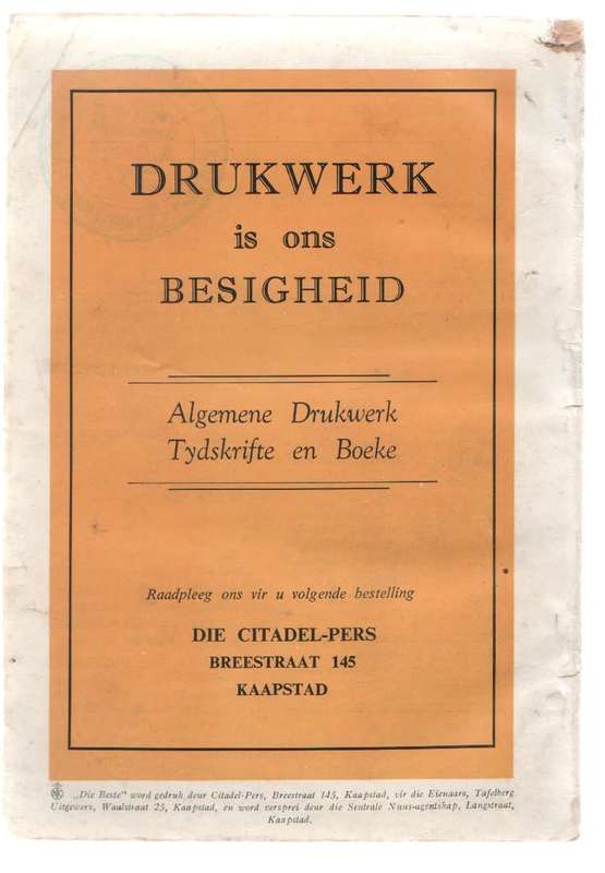DIE BESTE, GEREGISTREER BY DIE POSKANTOOR AS `N NUUSBLAD - SEPTEMBER 1953