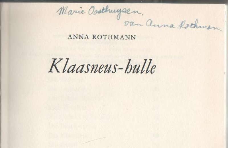 KLAASNEUS-HULLE - ANNA ROTHMANN (1964) GETEKEN?