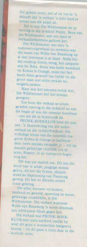 DIE WILDTEMMER - WILLIE VAN RENSBURG (1 STE DRUK 1973)