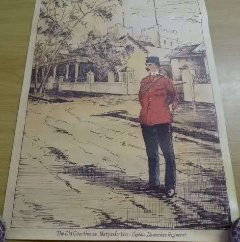 FOUR PRINTS: OLD COURT HOUSE, THE FOUNTAIN AND SOLDIERS BOER  WAR AT MATJIESFONTEIN