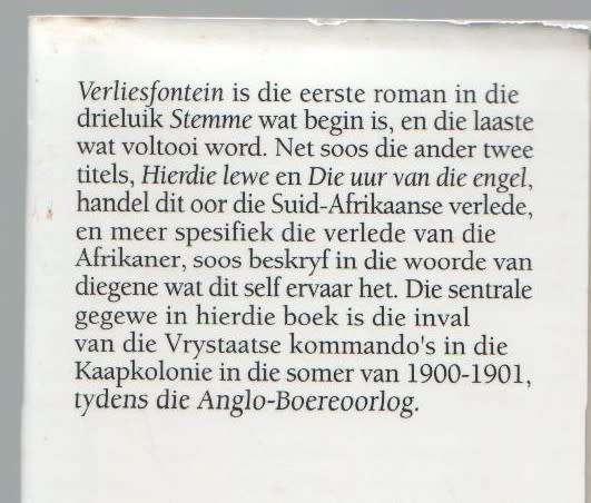 VERLIESFONTEIN - KAREL SCHOEMAN (1 STE UITGAWE 1998)