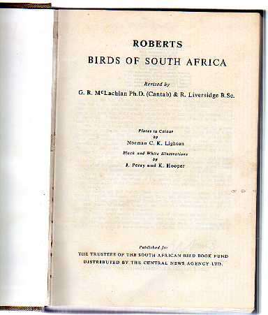 Roberts Birds Of Sout Africa - 1965