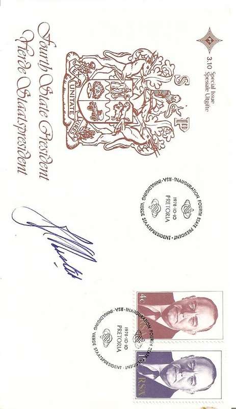 FDC No 3.10 Signed President Vorster