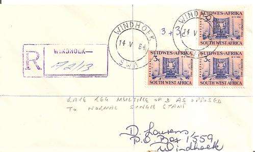 1964 Reg Legislative Assembly FDC with very scarce multiple of 3 stamps in place of single