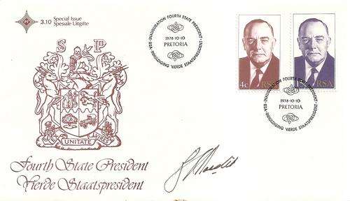 1978 State President cover signed by B.J.Vorster