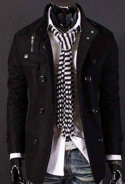 Designer Double Breasted Men's Formal Coat - Grey or Black