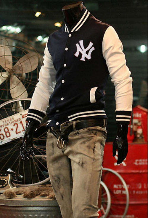 ****NY Marked Mens Baseball Jacket Navy****