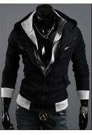 New Design Men's Urban Double Collar Sweater - Black/Grey/Deep Grey